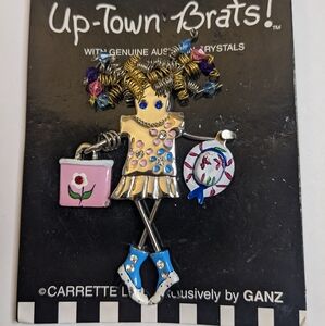 Vintage Up-Town Brats! Brooch – Carrette Ltd. for Ganz (Austrian Crystal Accents